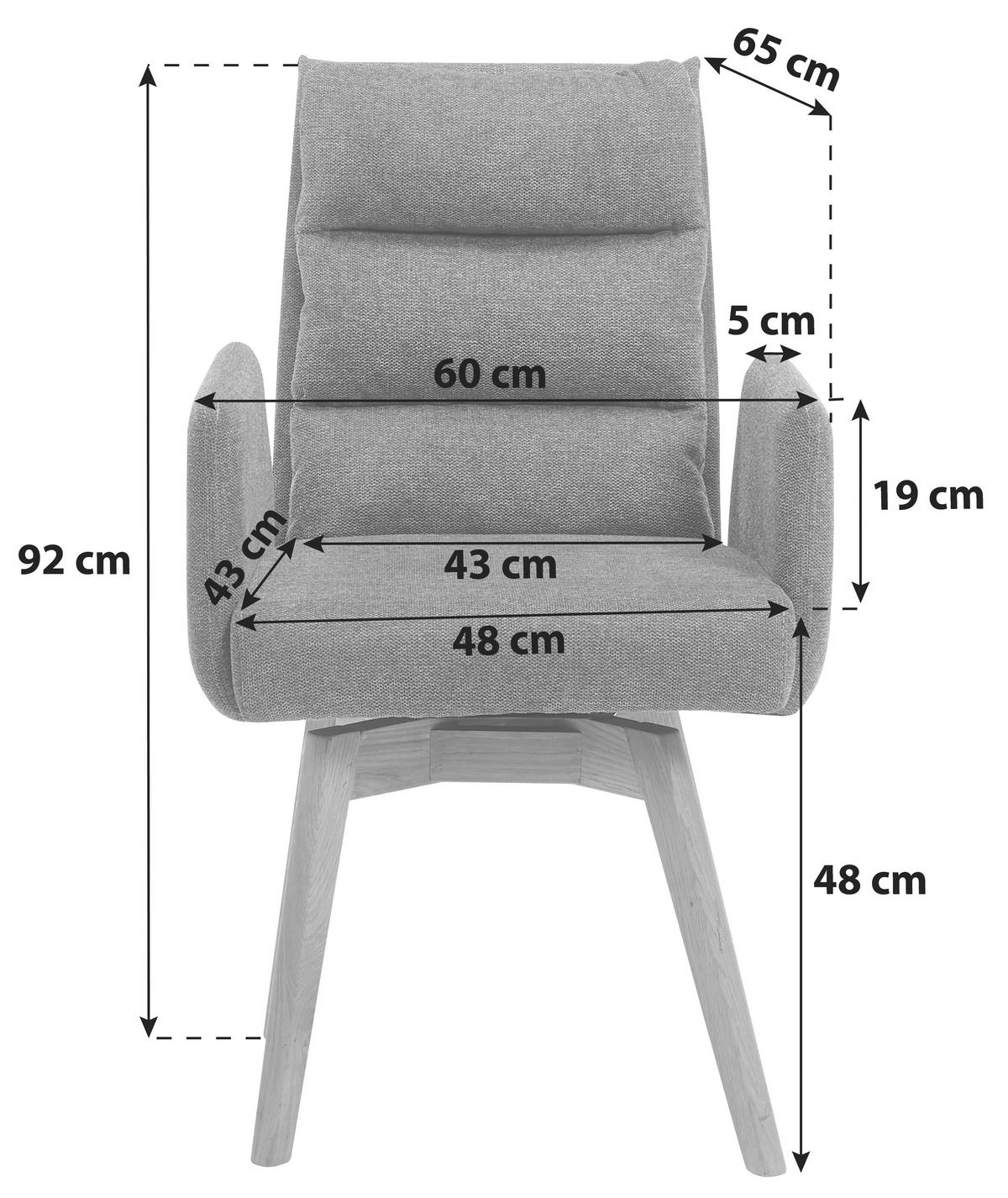 ARMLEHNSTUHL  in Webstoff  - Eichefarben/Cappuccino, Basics, Holz/Textil (60/92/65cm) - MID.YOU