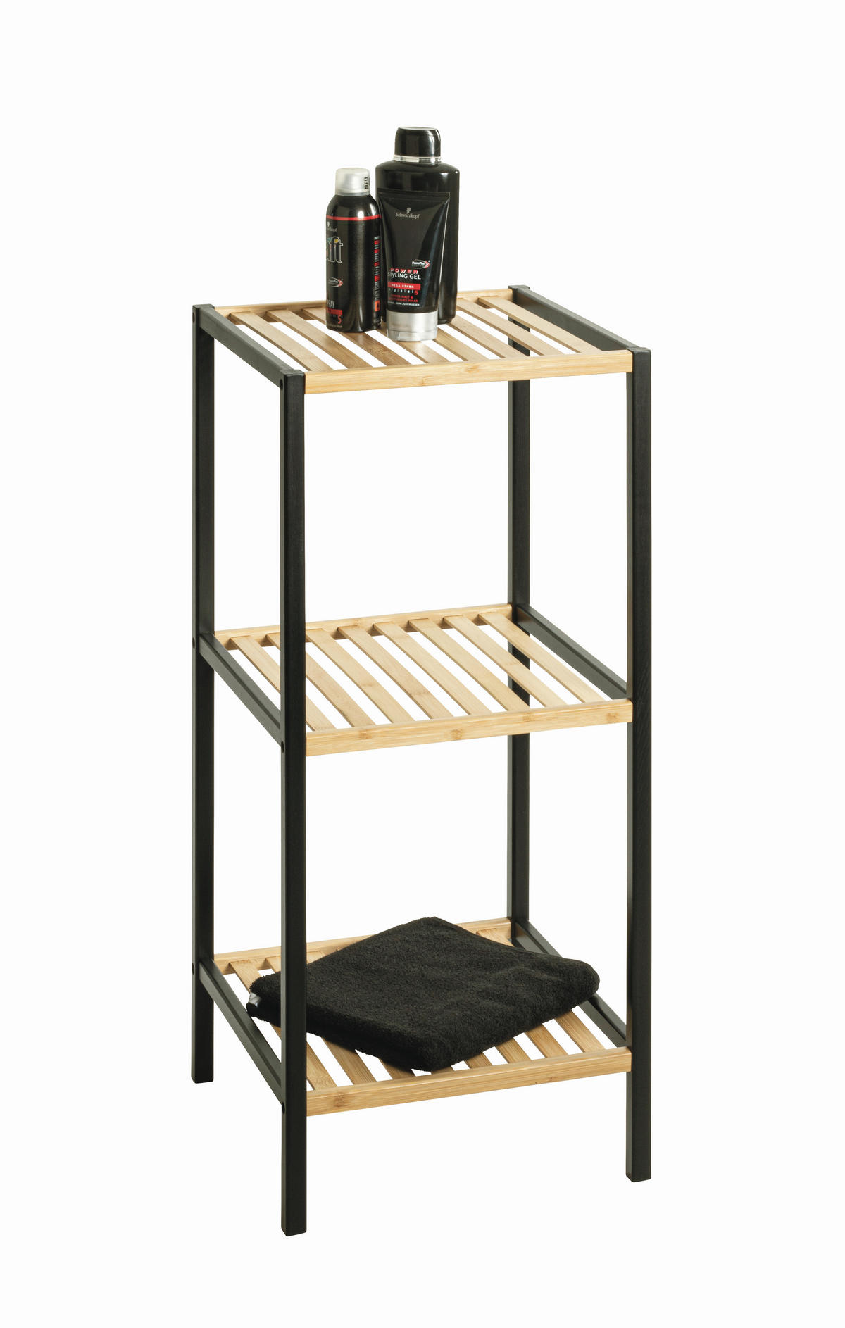 REGAL Bambus Hartholz Naturfarben, Schwarz  - Schwarz/Naturfarben, Design, Holz (35/81/35cm)