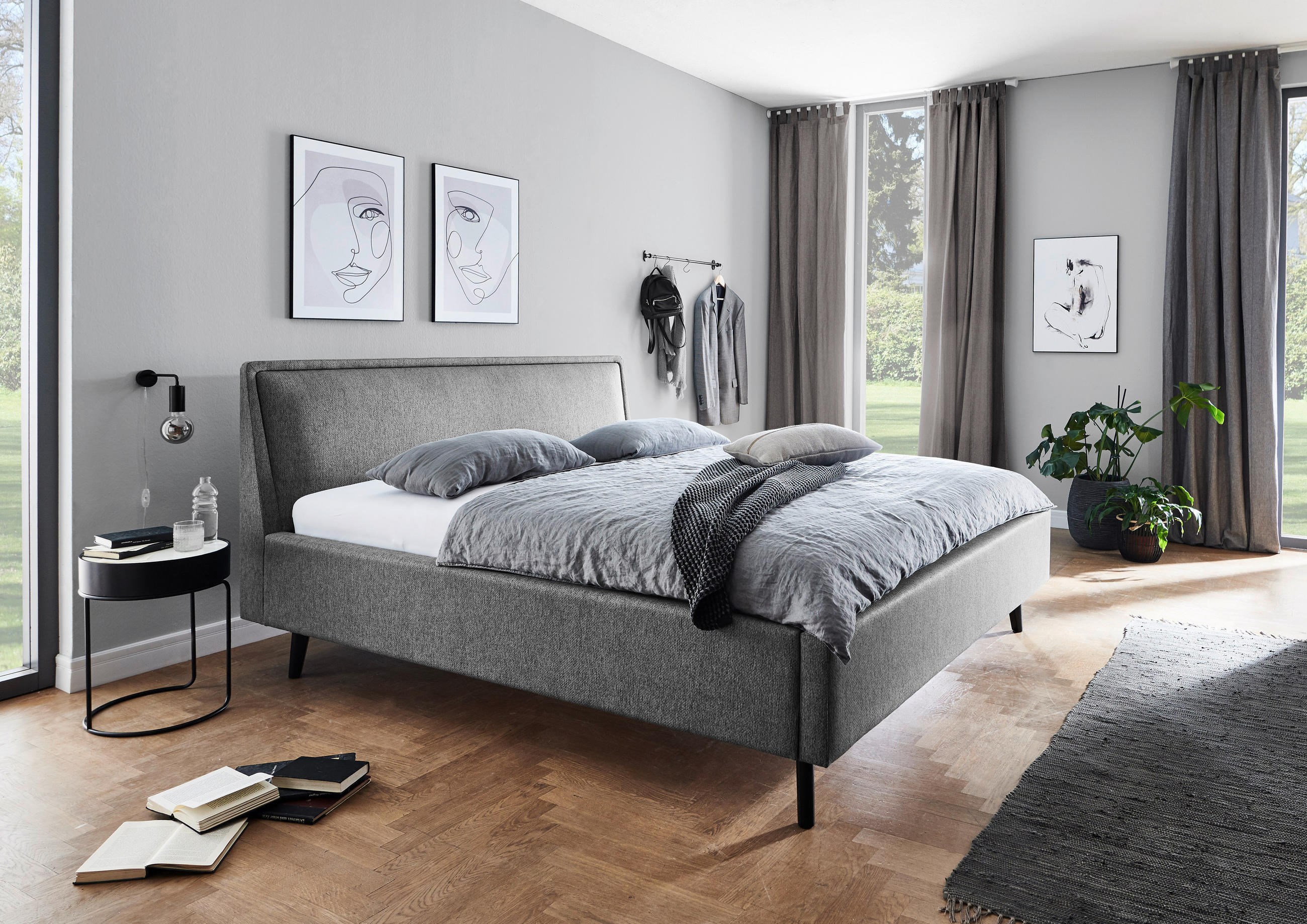 POLSTERBETT Lattenrost, Bettkasten Grau 140/200 cm  - Schwarz/Grau, KONVENTIONELL, Holz/Textil (140/200cm) - Livetastic