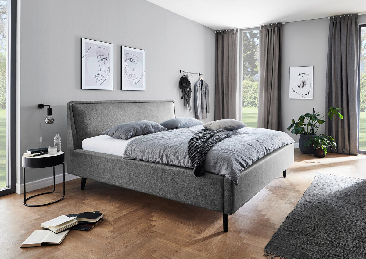 POLSTERBETT 160/200 cm  in Grau  - Schwarz/Grau, Konventionell, Holz/Textil (160/200cm) - Livetastic