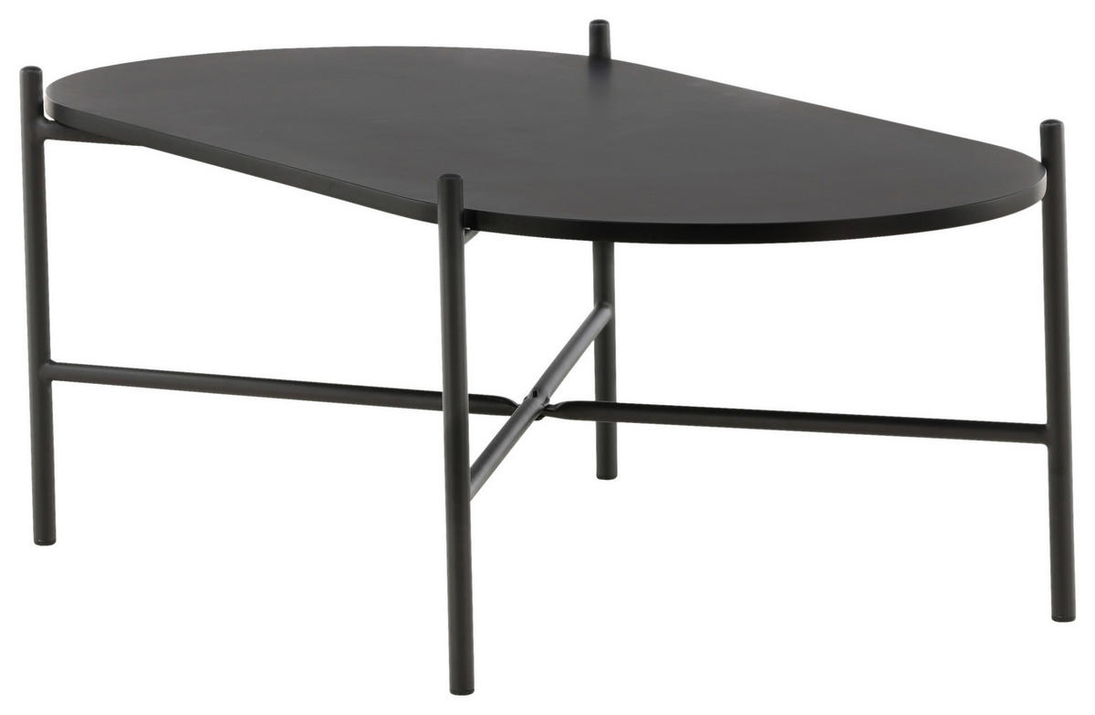 COUCHTISCH 120/60/45 cm oval Schwarz  - Schwarz, Design, Holzwerkstoff/Metall (120/60/45cm) - Livetastic