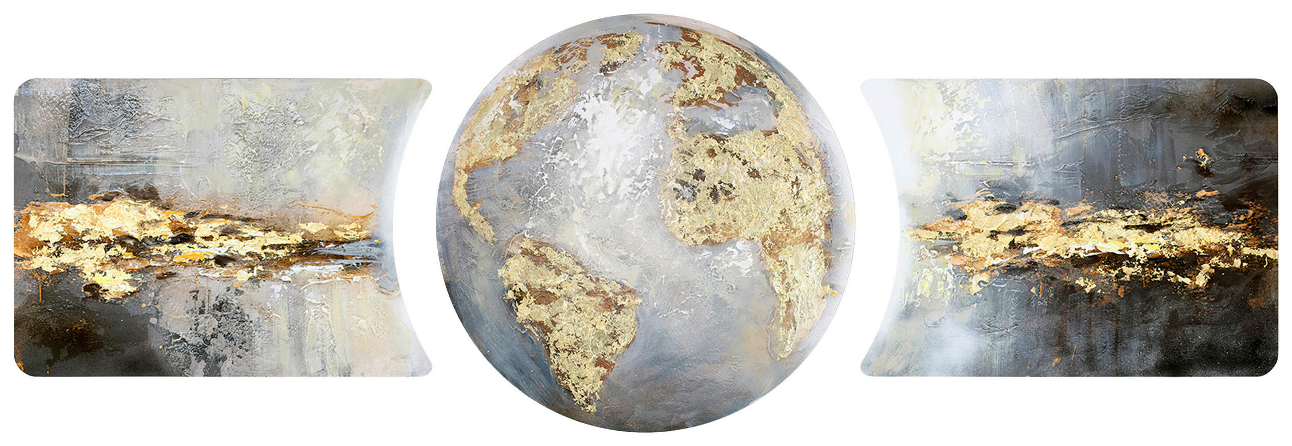 ÖLGEMÄLDE Abstraktes, Strukturen, Weltkarte  - Multicolor, Design, Holzwerkstoff - Monee