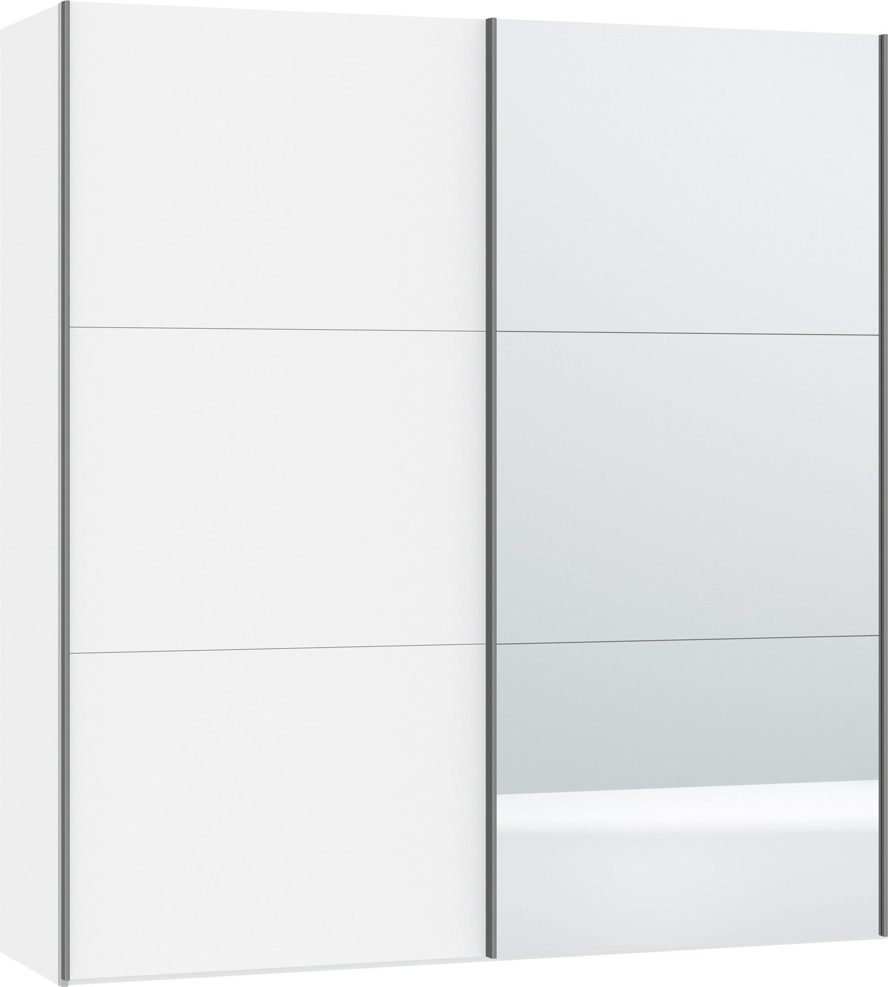 SCHWEBETÜRENSCHRANK  in Weiß  - Silberfarben/Weiß, Design, Glas/Holzwerkstoff (202/220/65cm) - Jutzler