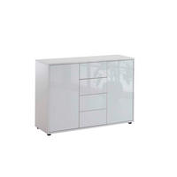 KOMODA, bílá, vysoce lesklá bílá, 105,5/73/33 cm - bílá/černá, Moderní, kompozitní dřevo/plast (105,5/73/33cm) - MID.YOU