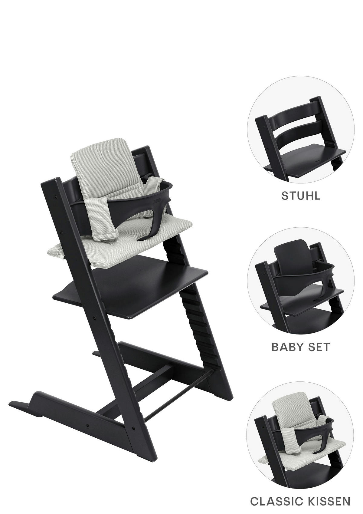 HOCHSTUHL-SET Tripp Trapp Bundles  - Schwarz, Basics, Holz (83/57/46cm) - Stokke