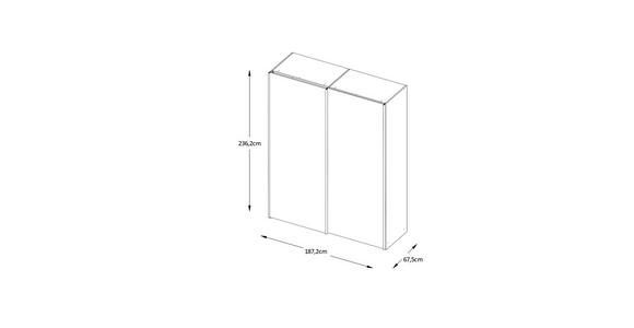 SCHWEBETÜRENSCHRANK  in Weiß  - Chromfarben/Weiß, Basics, Glas/Holzwerkstoff (188/222/68cm) - Moderano