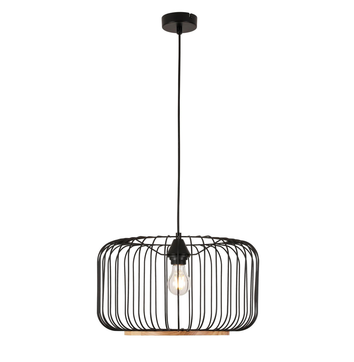 HÄNGELEUCHTE 40/120 cm    - Eichefarben/Schwarz, Trend, Holz/Metall (40/120cm) - Marama