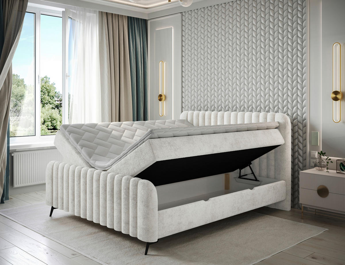 BOXBETT 160/200 cm  in Beige  - Beige/Schwarz, MODERN, Holz/Holzwerkstoff (160/200cm) - MID.YOU