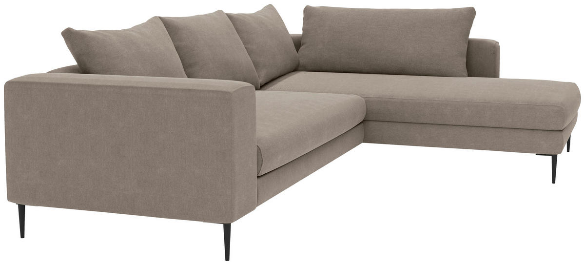 ECKSOFA in Struktur Taupe  - Taupe/Schwarz, Modern, Textil/Metall (295/210cm) - Trendmanufaktur