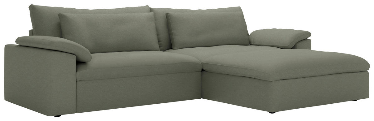 ECKSOFA  Chenille Graugrün  - Schwarz/Graugrün, Modern, Kunststoff/Textil (306/198cm) - Carryhome