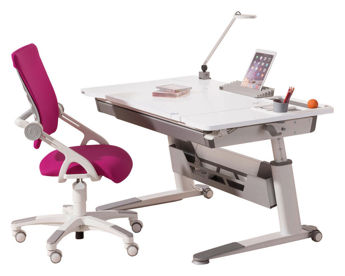 JUGENDDREHSTUHL  in Netz Weiß, Brombeere  - Brombeere/Silberfarben, Basics, Kunststoff/Textil (54/85-97/53cm) - Paidi