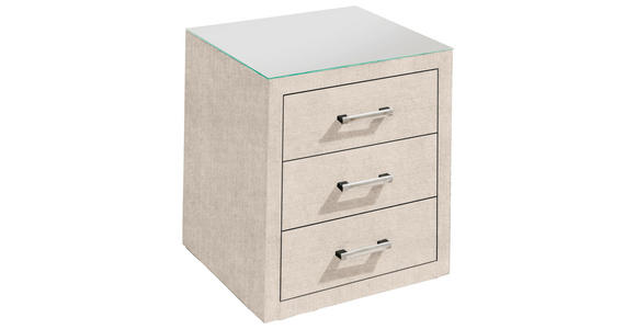NACHTKÄSTCHEN in Creme - Creme/Alufarben, Basics, Glas/Kunststoff (52/57/46cm) - Esposa