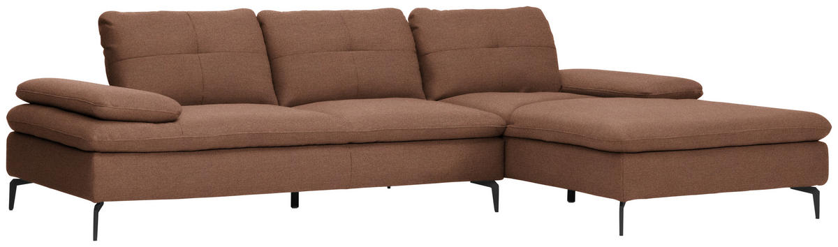 ECKSOFA in Webstoff Braun  301/179 cm  - Schwarz/Braun, Design, Textil/Metall (301/179cm) - Chilliano