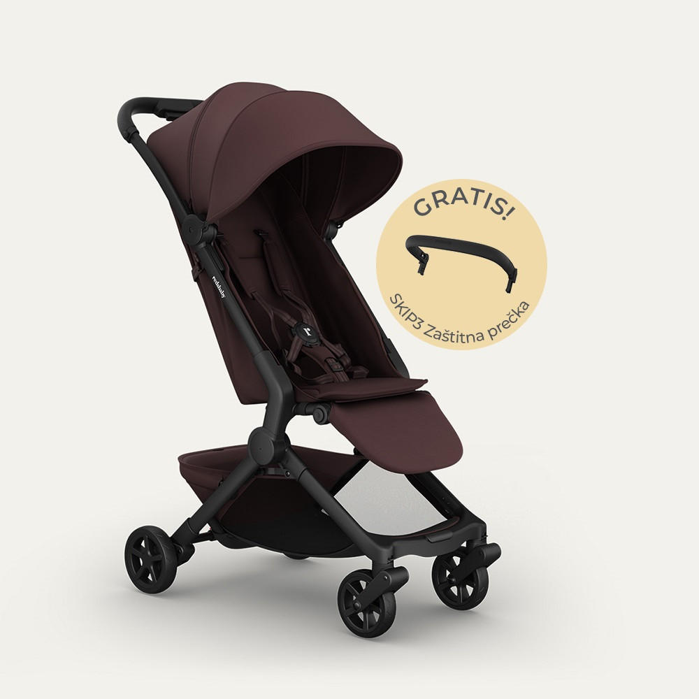 DJEČJA KOLICA   - boje crnog vina, Basics, metal/tekstil (77/45/103cm) - BEBETTO