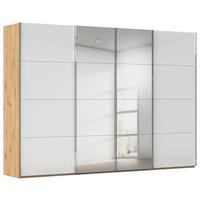 SCHWEBETÜRENSCHRANK 316/223/68 cm 4-türig Weiß, Eiche Artisan  - Chromfarben/Weiß, Design, Glas/Holzwerkstoff (316/223/68cm) - Novel