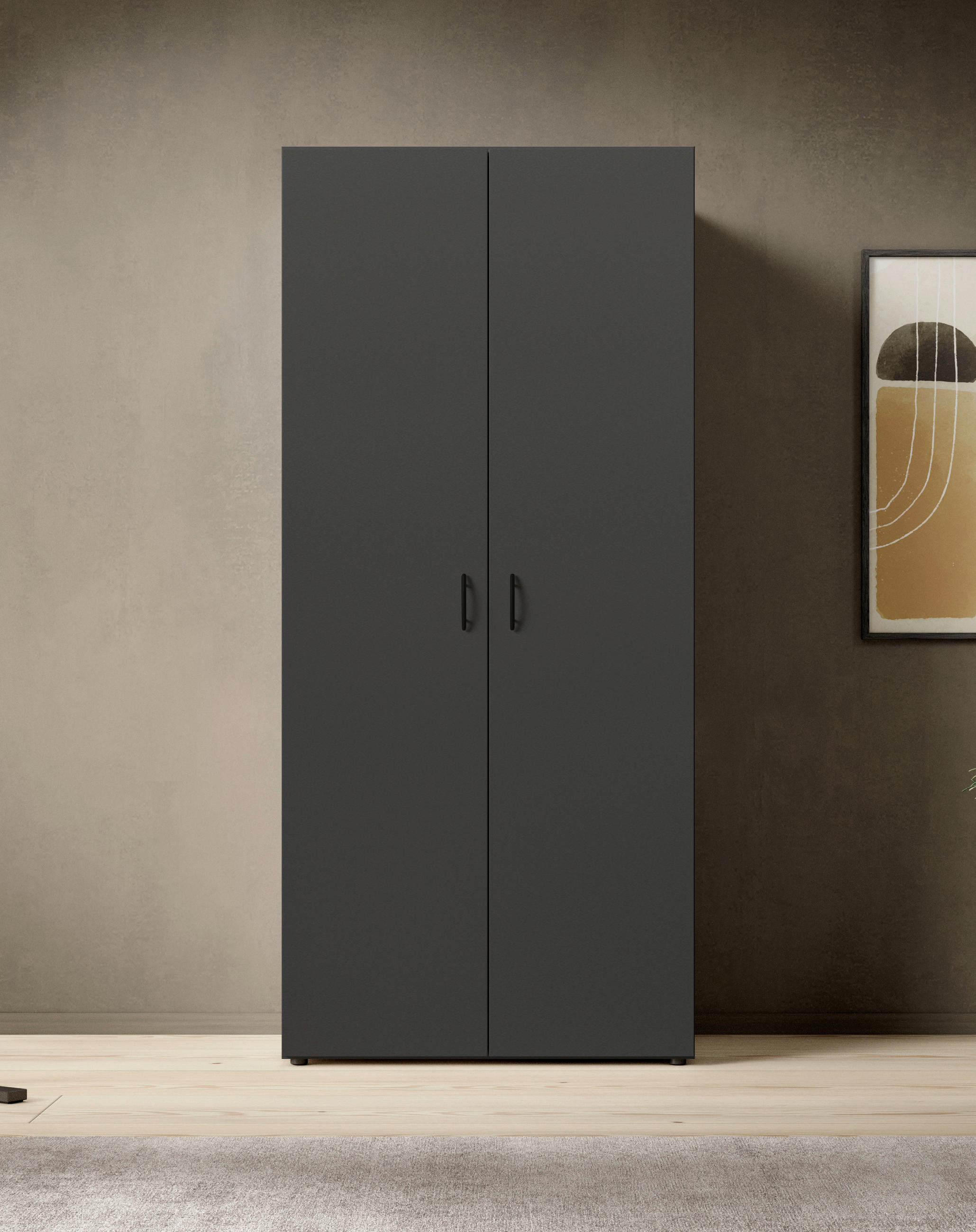 DREHTÜRENSCHRANK in Graphitfarben  - Schwarz/Graphitfarben, Modern, Holzwerkstoff/Kunststoff (81/176/51,1cm) - Livetastic
