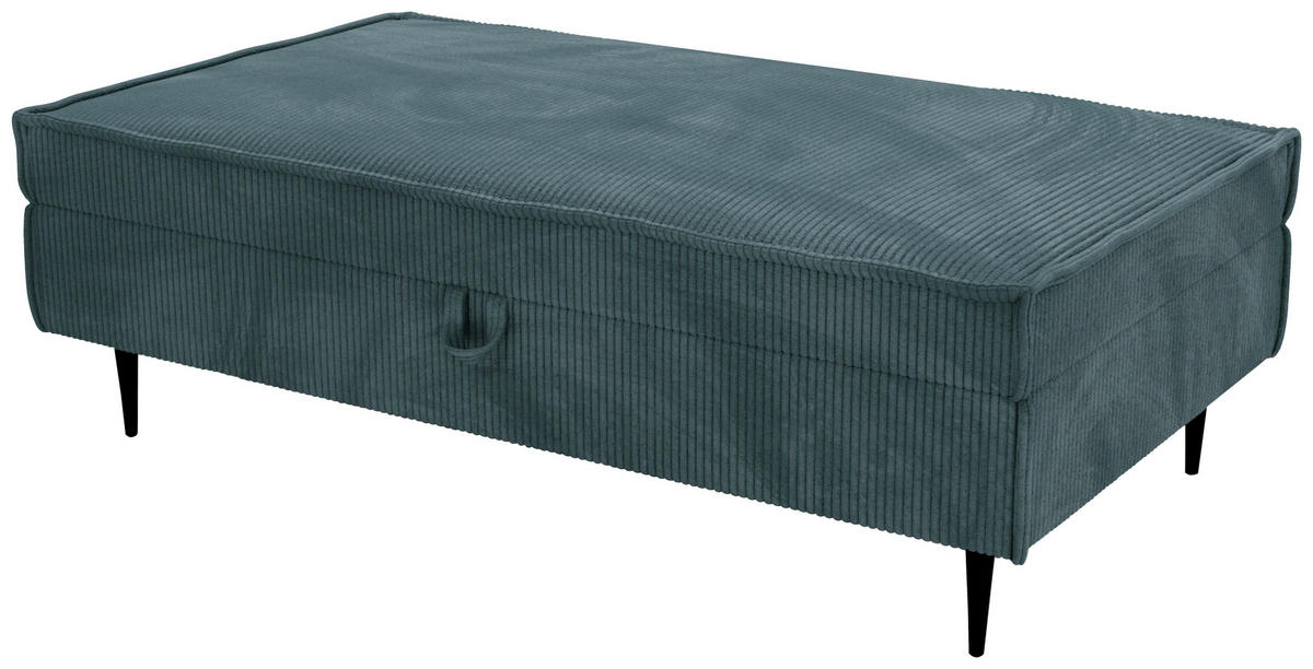 HOCKER in Textil Petrol  - Petrol/Schwarz, Design, Textil/Metall (135/45/75cm) - Livetastic