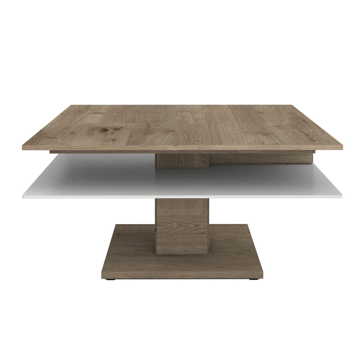 COUCHTISCH in Holz, Glas 90/90/46 cm  - Weiss/Eichefarben, Design, Glas/Holz (90/90/46cm) - Voglauer