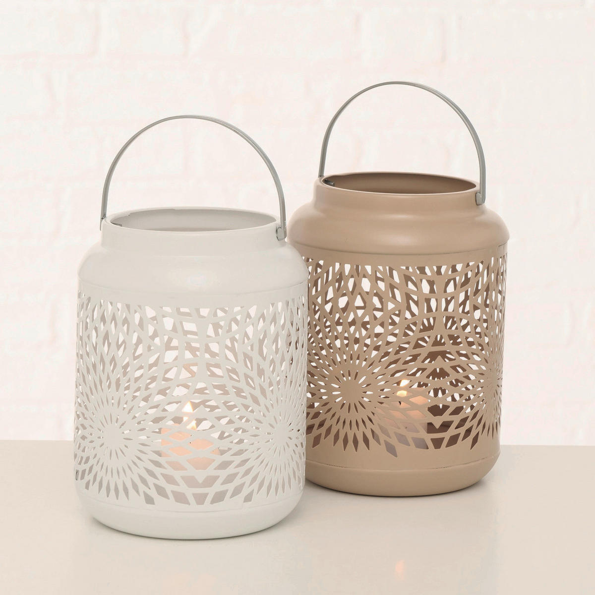 LJUSLYKTA - vit/beige, Basics, metall (14/14/17cm)