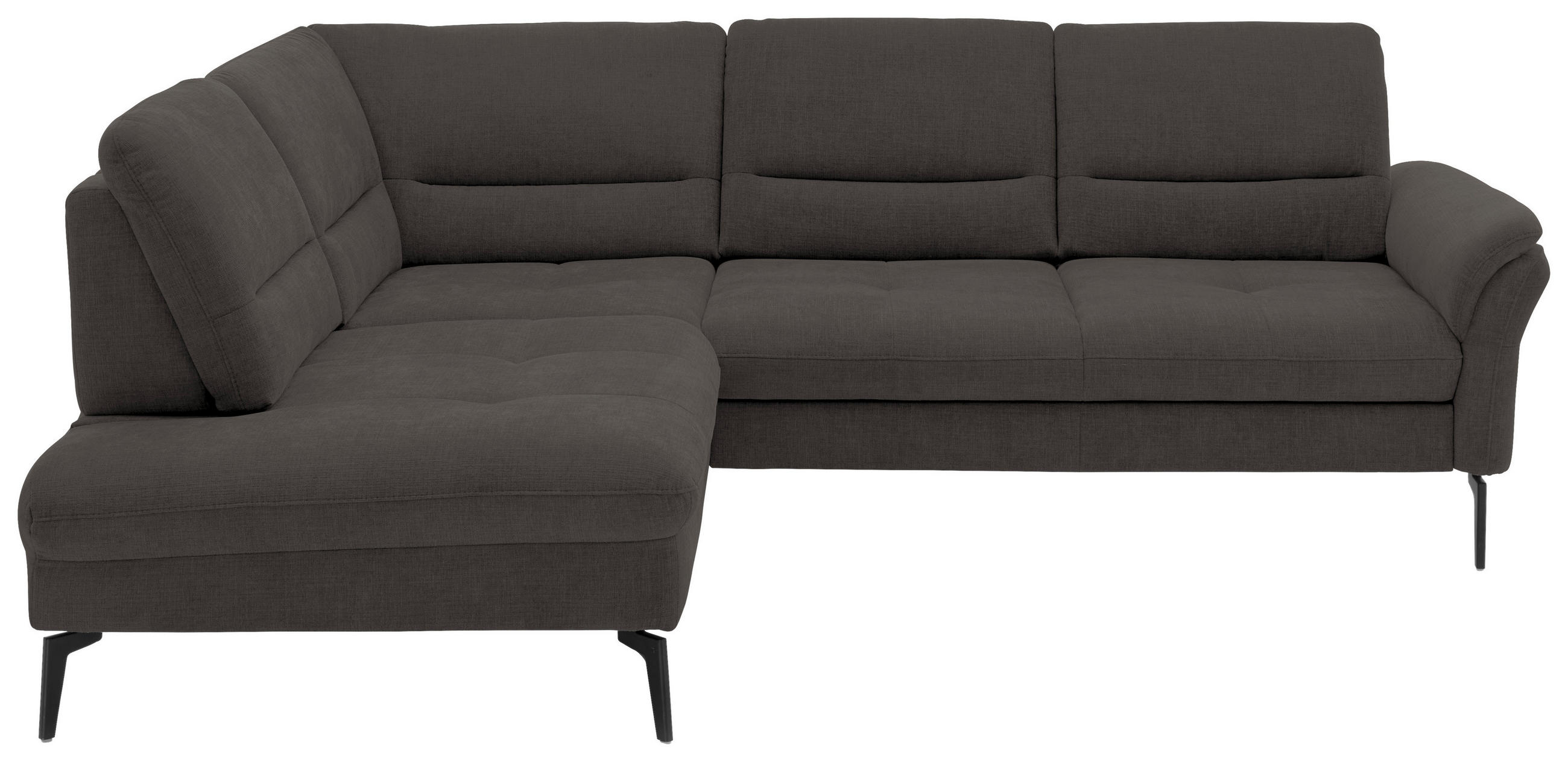 ECKSOFA in Webstoff Dunkelbraun  - Dunkelbraun/Schwarz, Design, Textil/Metall (206/256cm) - Beldomo System