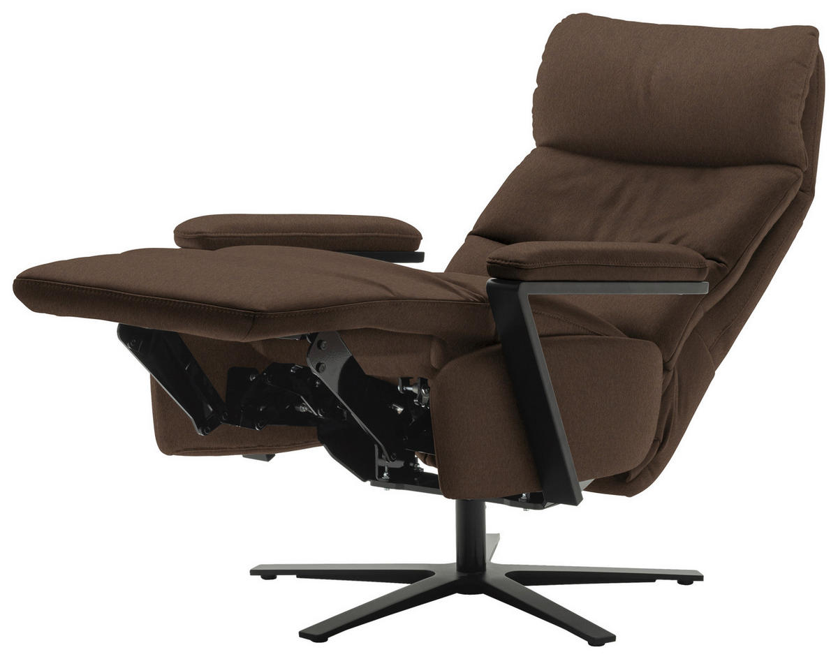 FERNSEHSESSEL in Braun  - Schwarz/Braun, Design, Leder/Metall (74/111/85cm) - Schöner Wohnen