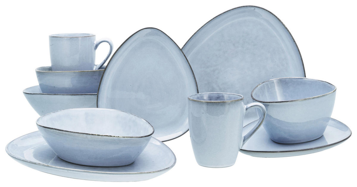 KOMBISERVICE Pastellblau Cloudy 10-teilig 2 Personen  - Pastellblau, Basics, Keramik - Creatable
