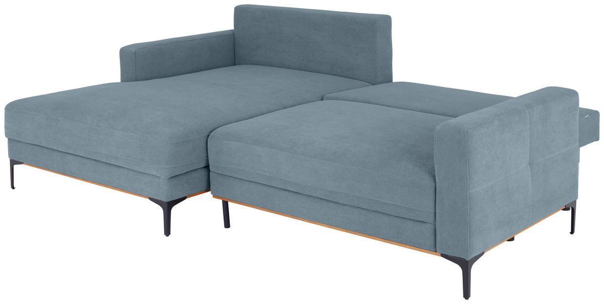 ECKSOFA in Hellblau  - Schwarz/Hellblau, Modern, Textil/Metall (162/238cm) - Ondega