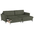 ECKSOFA in Flachgewebe, Leinenoptik Grün  - Schwarz/Grün, Design, Textil/Metall (242/170cm) - Xora