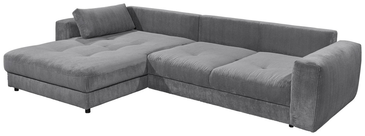 ECKSOFA in Cord Anthrazit  - Anthrazit/Schwarz, Konventionell, Holzwerkstoff/Kunststoff (194/333cm) - MID.YOU