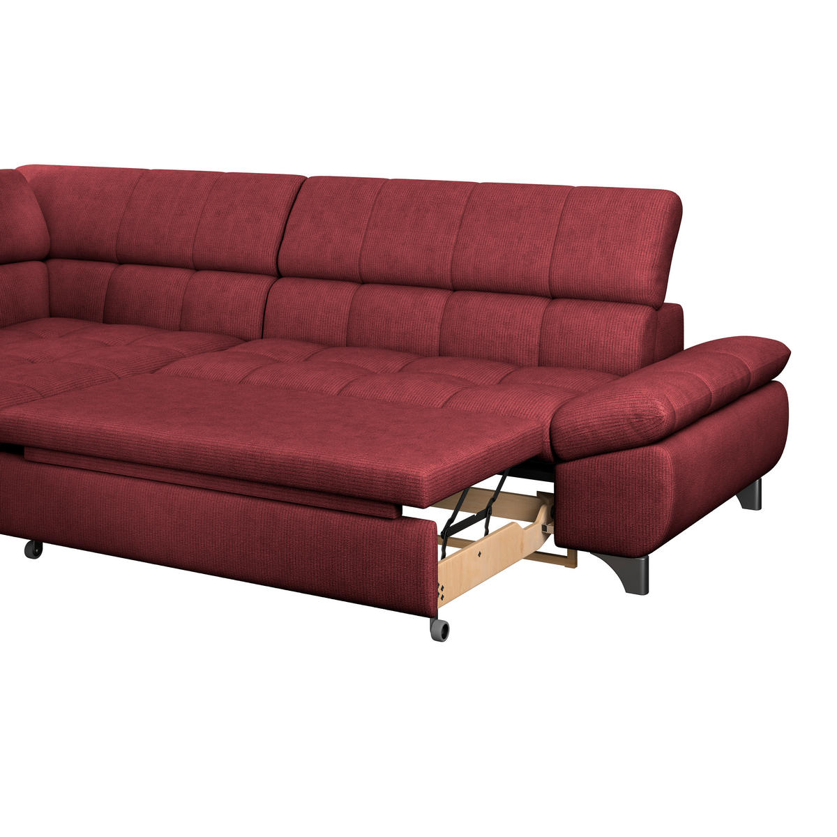 ECKSOFA Bordeaux Chenille  - Chromfarben/Bordeaux, KONVENTIONELL, Textil/Metall (234/312cm) - Livetastic