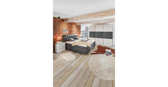 POLSTERBETT 180/200 cm in Anthrazit - Anthrazit/Silberfarben, KONVENTIONELL, Holz/Textil (180/200cm) - Esposa