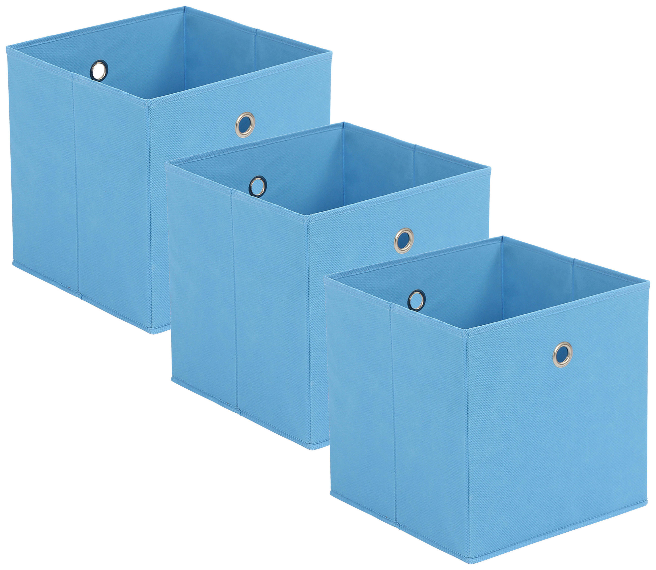 FALTBOX 3er Set - Silberfarben/Hellblau, Design, Karton/Textil (32/32/32cm) - Carryhome