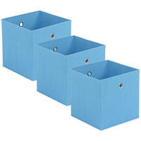 FALTBOX 3er Set - Silberfarben/Hellblau, Design, Karton/Textil (32/32/32cm) - Carryhome