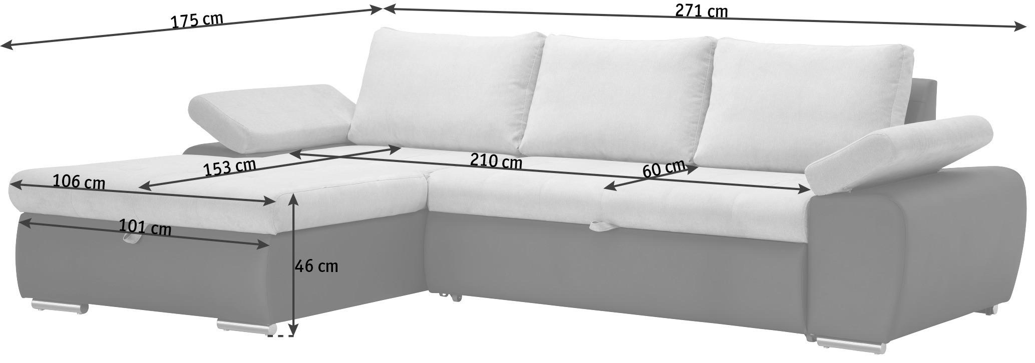 TABURE 92/45/61 cm  svetlosiva, tamnosiva  - tamnosiva/boja nikla, Dizajnerski, tekstil (92/45/61cm) - Xora