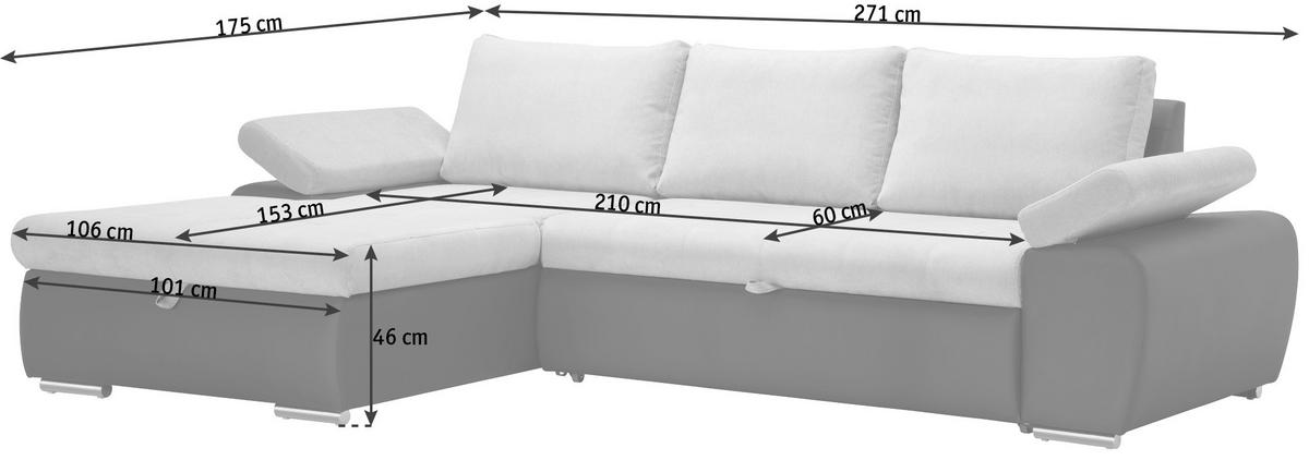 ECKSOFA in Flachgewebe Braun, Olivgrün  - Braun/Olivgrün, Design, Kunststoff/Textil (175/271cm) - MID.YOU