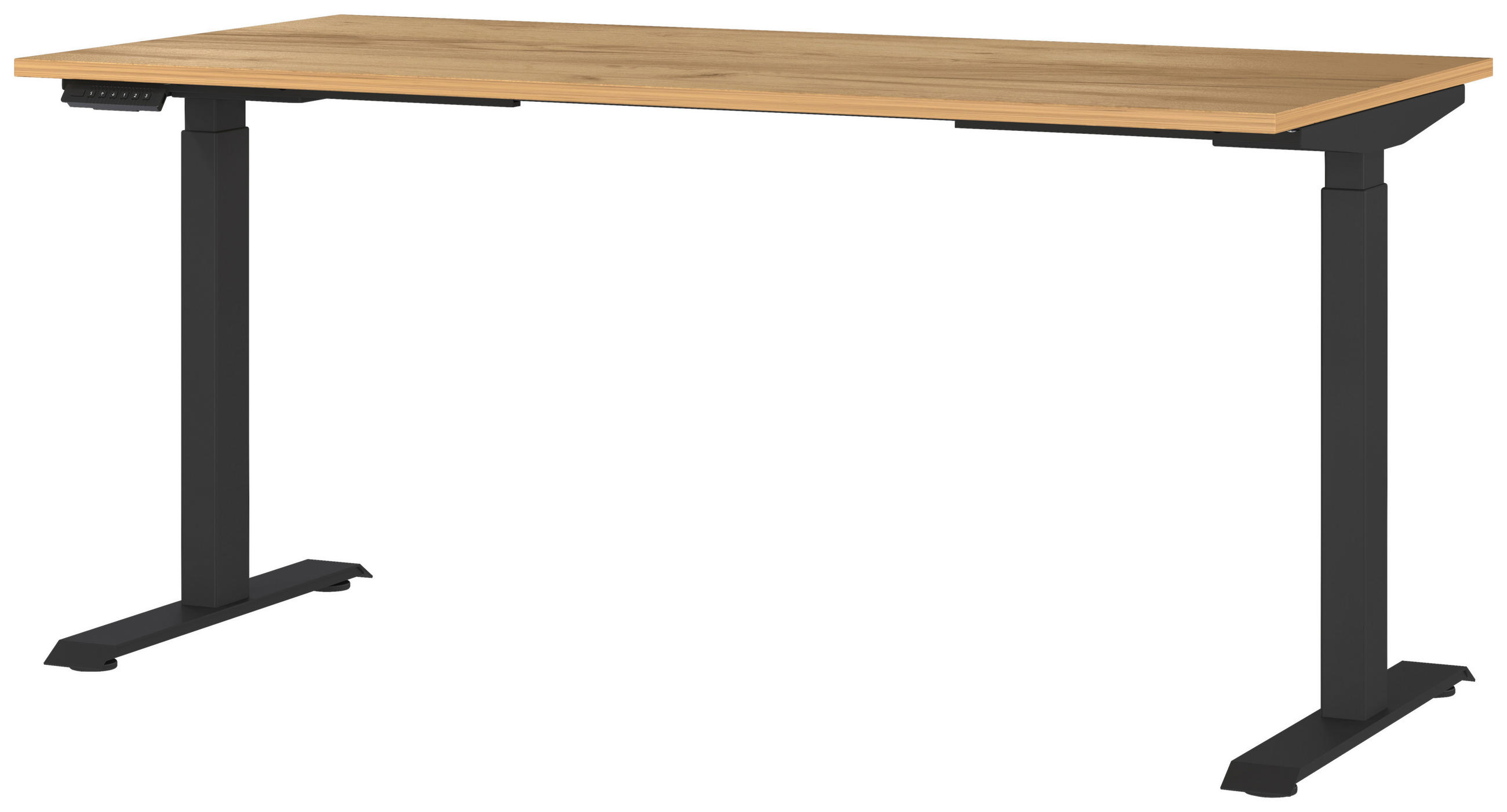 PÍSACÍ STÔL, čierna, farba duba, 160/80/72-118 cm - čierna/farba duba, Modern, kov/kompozitné drevo (160/80/72-118cm) - Novel