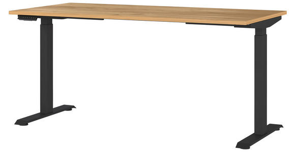 SCHREIBTISCH höhenverstellbar  - Eichefarben/Schwarz, MODERN, Holzwerkstoff/Metall (160/80/72-118cm) - Novel