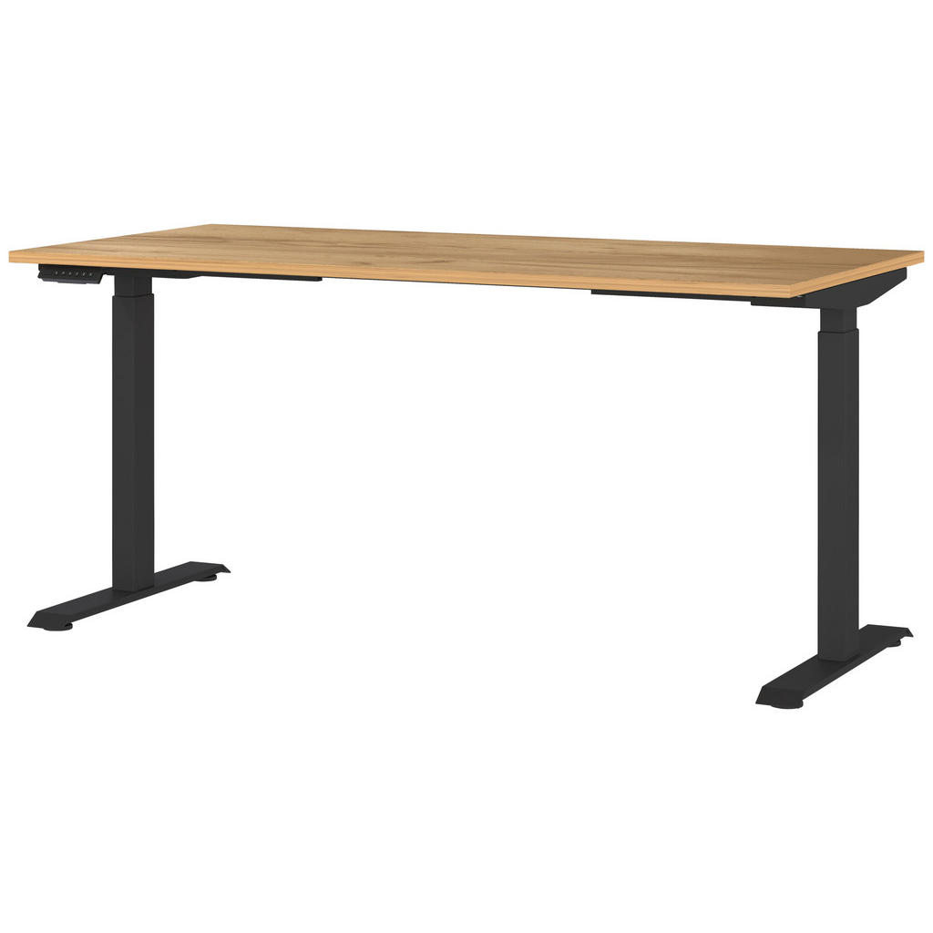 Novel PÍSACÍ STÔL, čierna, farba duba, 160/80/72-118 cm