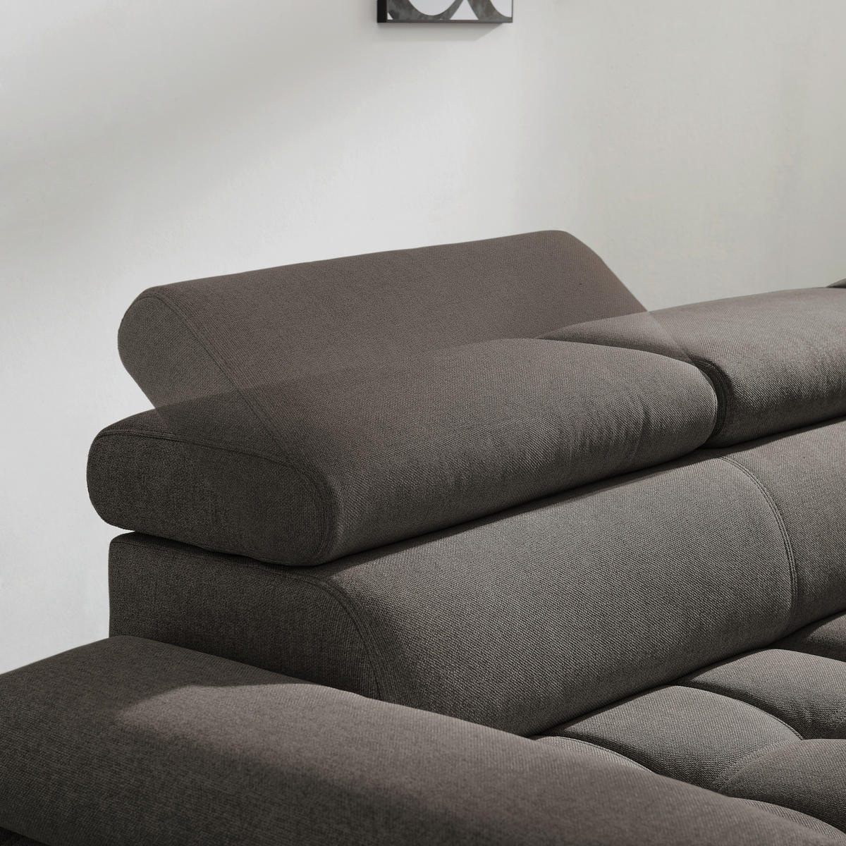 ECKSOFA Dunkelbraun Webstoff  - Dunkelbraun/Schwarz, Design, Textil/Metall (263/223cm) - Welnova