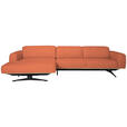 ECKSOFA in Struktur Orange  163/305 cm  - Eichefarben/Schwarz, Design, Holz/Textil (163/305cm) - Novel