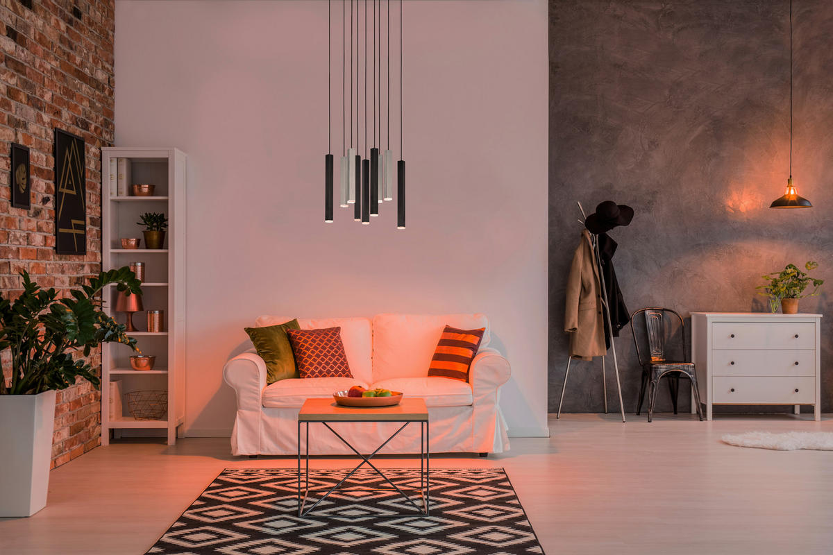 LED-HÄNGELEUCHTE CIVETO 35/35/240 cm  - Schwarz/Nickelfarben, Design, Metall (35/35/240cm) - Trio Leuchten