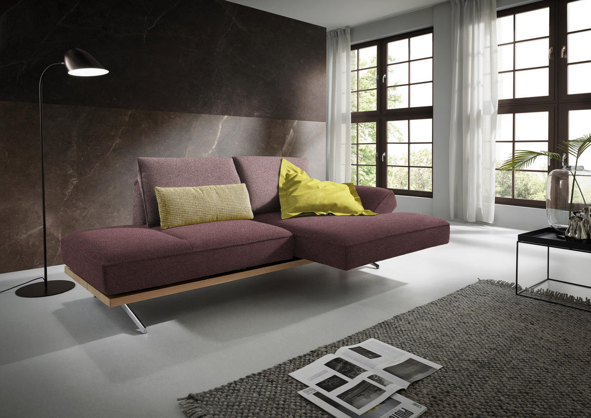 ECKSOFA in Flachgewebe Rosa  240/132 cm  - Chromfarben/Rosa, Design, Holz/Textil (240/132cm) - Koinor