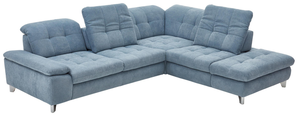 ECKSOFA in Chenille Hellblau  - Chromfarben/Hellblau, Design, Textil/Metall (310/260cm) - Beldomo Speed