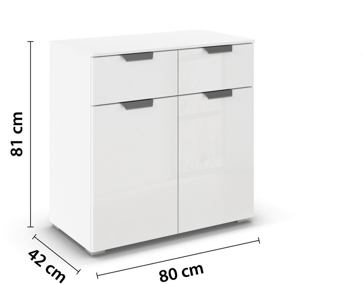 KOMMODE  in 80/81/42 cm  - Chromfarben/Weiß, Design, Glas/Holzwerkstoff (80/81/42cm) - Carryhome