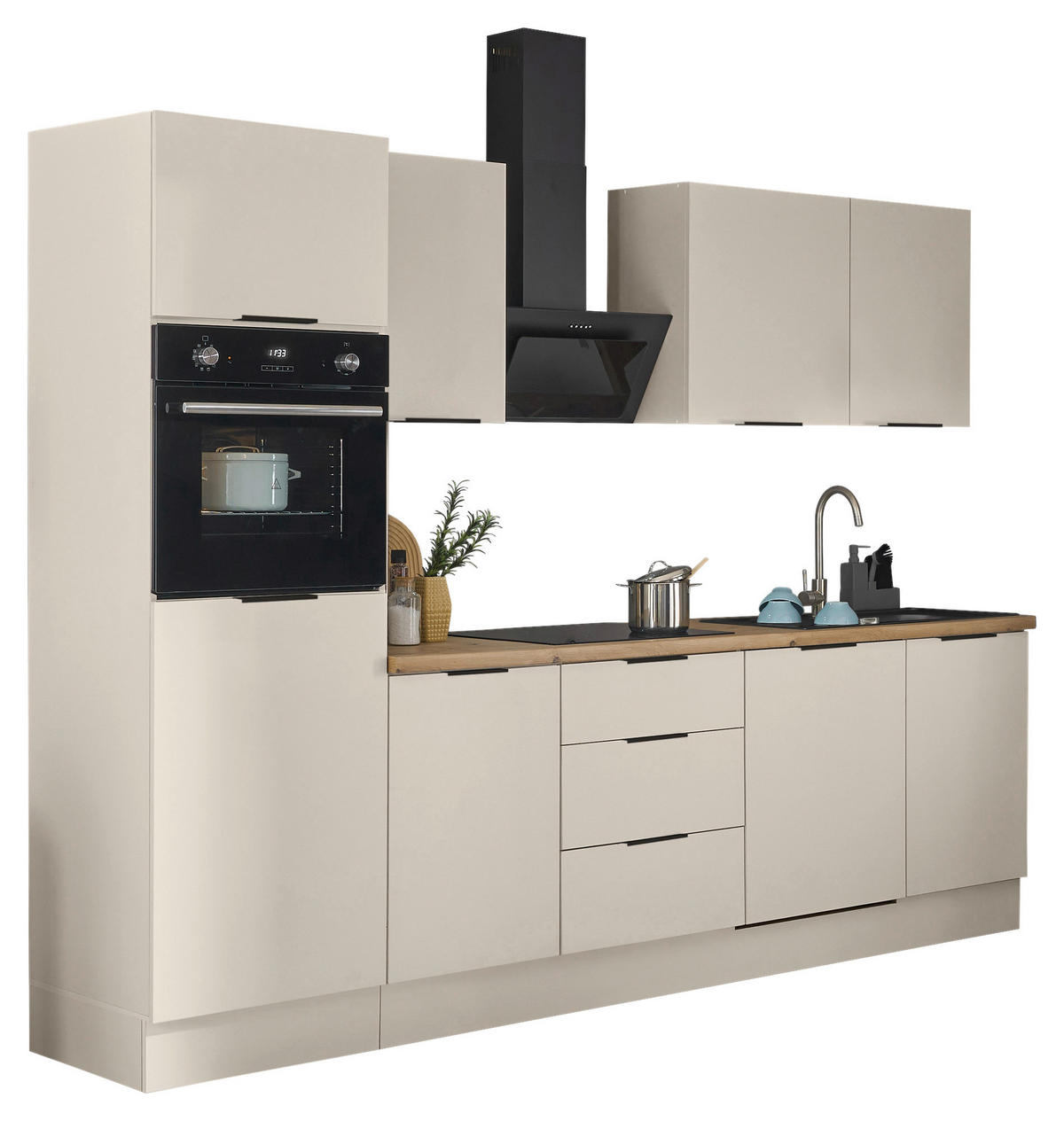 KÜCHENBLOCK   in Kaschmir  - Kaschmir/Schwarz, Basics, Holzwerkstoff/Metall (280/211/60cm) - Carryhome