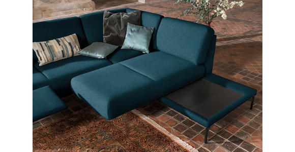 ECKSOFA in Flachgewebe, Struktur Petrol  - Anthrazit/Petrol, Design, Textil/Metall (254/230cm) - Ambiente