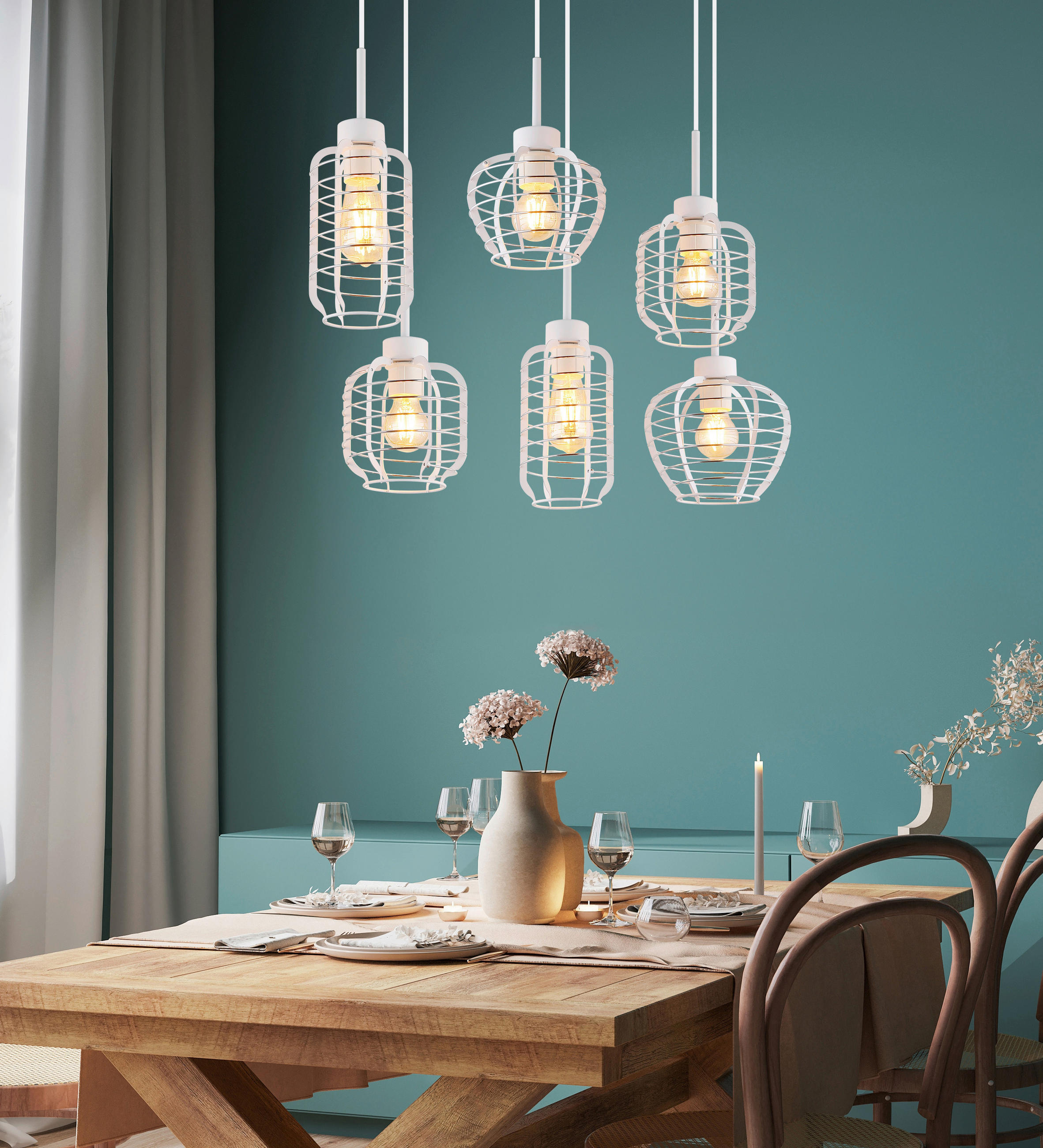 HÄNGELEUCHTE 77,5/33/120 cm  - Chromfarben/Weiß, Basics, Kunststoff/Metall (77,5/33/120cm) - Globo