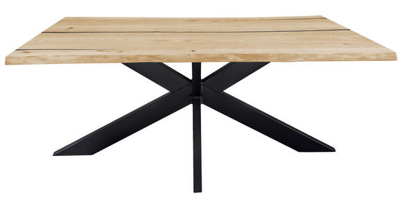 ESSTISCH in Holz, Metall 200/100/75 cm  - Eschefarben/Schwarz, LIFESTYLE, Holz/Metall (200/100/75cm) - Linea Natura