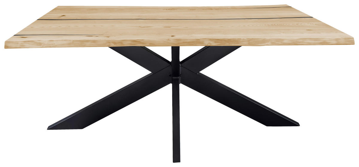 ESSTISCH in Holz, Metall 200/100/75 cm  - Eschefarben/Schwarz, Lifestyle, Holz/Metall (200/100/75cm) - Linea Natura