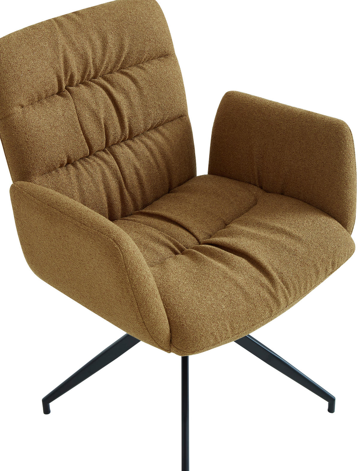 ARMLEHNSTUHL  Sitzfläche 360° drehbar Leinenoptik  Schwarz, Karamell  - Karamell/Schwarz, Design, Textil/Metall (62/86/65cm) - Dieter Knoll